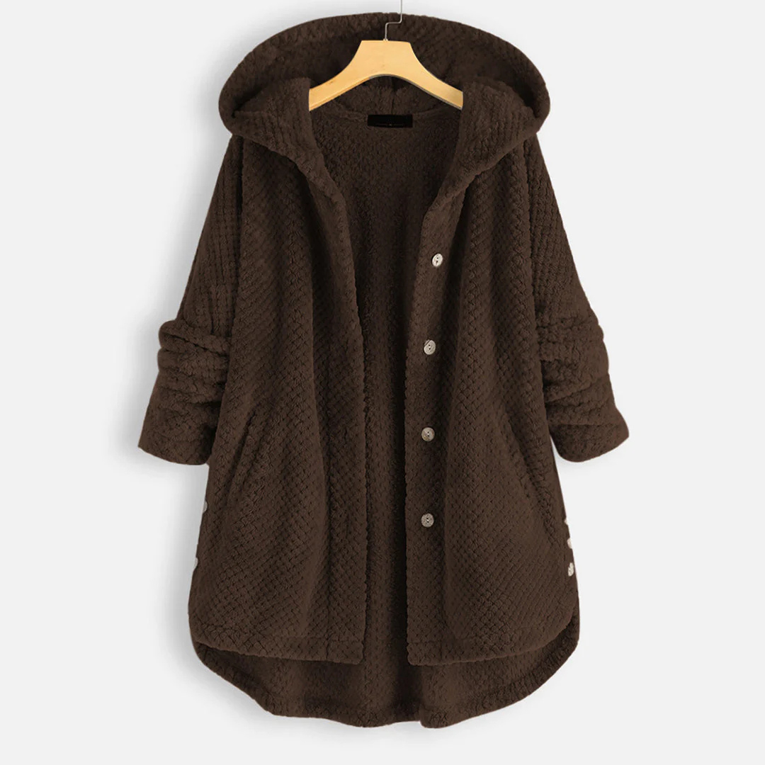 ModeGeist | Lange Winter Knopf Daunen Jacke - Kapuze