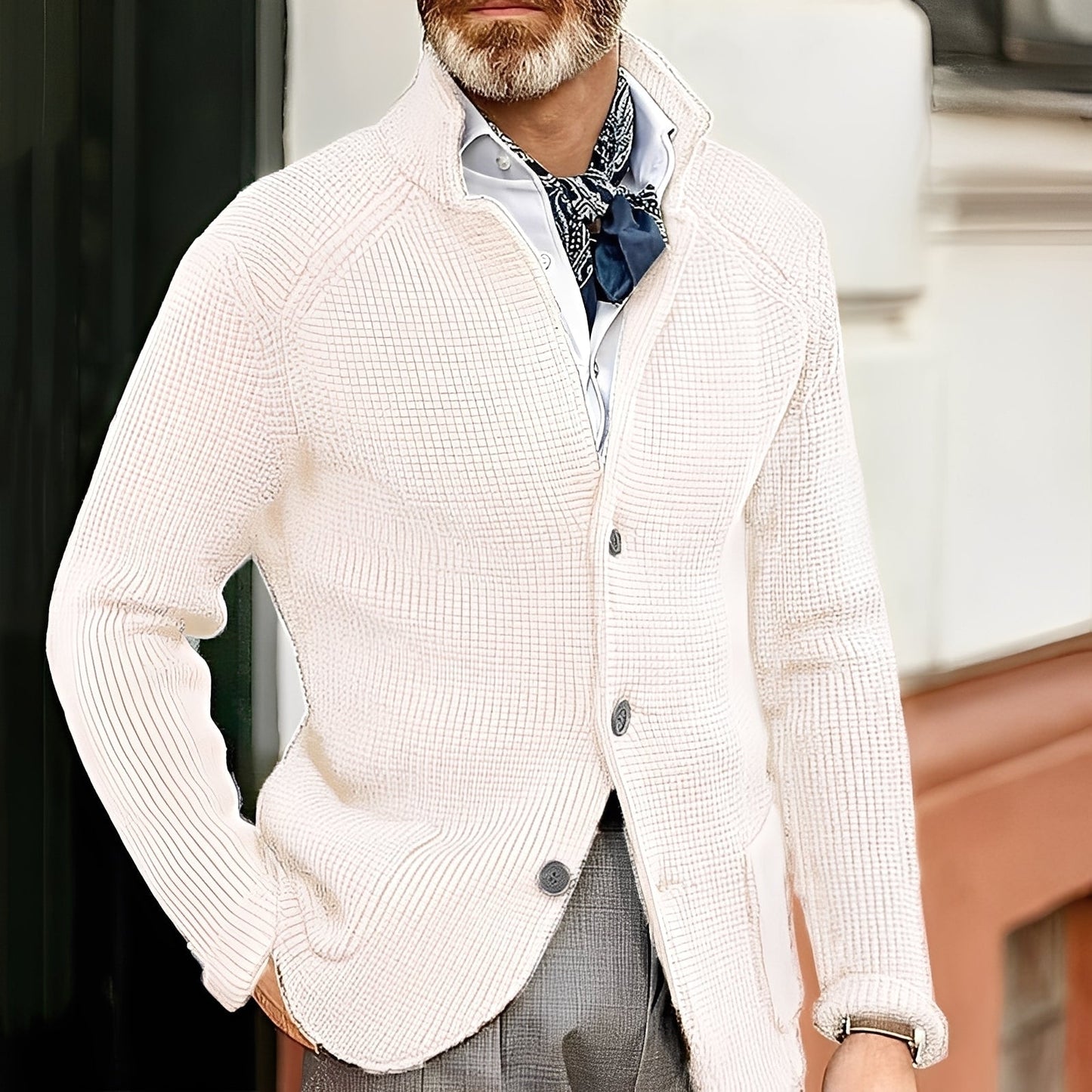 ModeGeist | Stylischer Cardigan mit Stehkragen für Männer