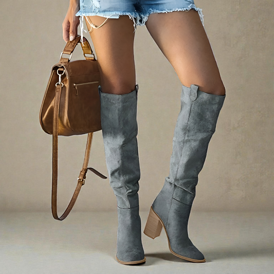 MODEGEIST Damen Orthopädische Kniestiefel Veganes Leder Schwarz
