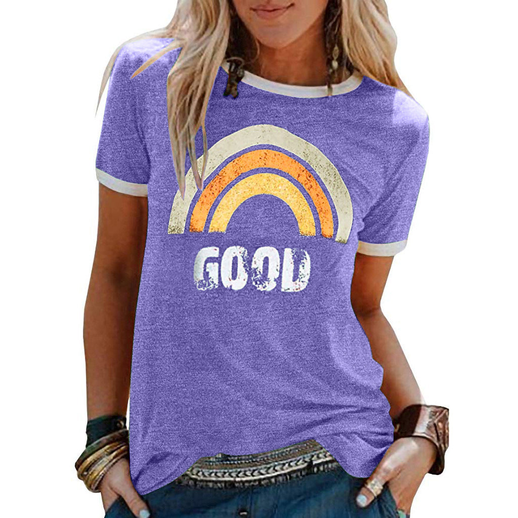 Regenbogen-Kurzarmshirt von Fudus