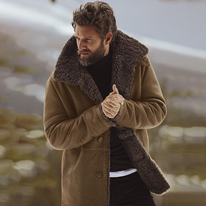 Herren Fleecejacke mit großem Kragen ModeGeist