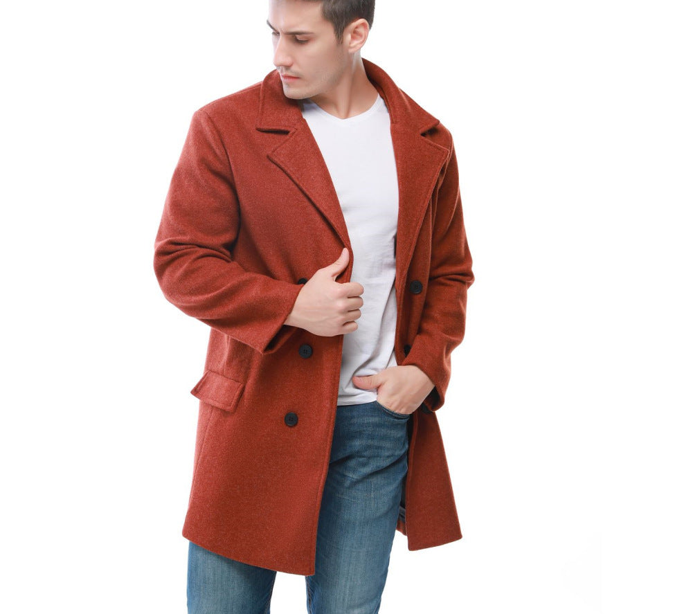 Herren stylischer Wollmantel mit doppelter Knopfreihe und breitem Revers ModeGeist