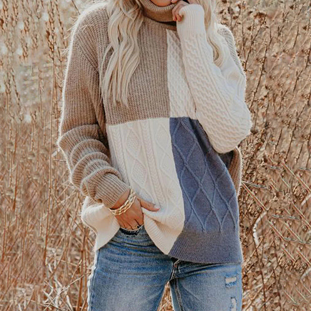 ModeGeist | Strickpatchwork-pullover Acryl Modern, Warm