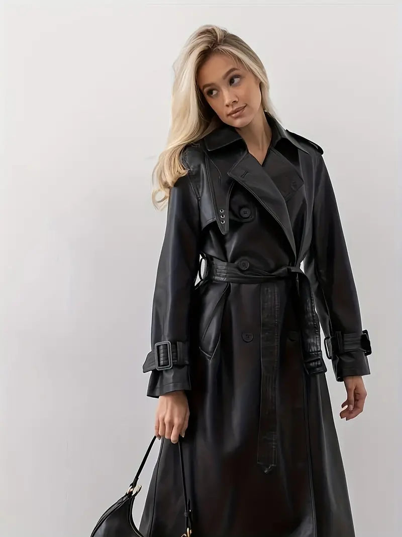 ModeGeist | Trenchcoat aus Leder mit Gürtel Hayle