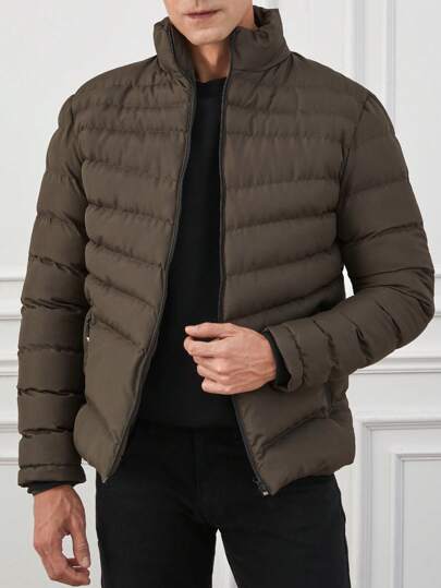 ModeGeist | Gepolsterte Jacke mit Hohem Kragen Reißverschluss Warm und Leichtgewicht