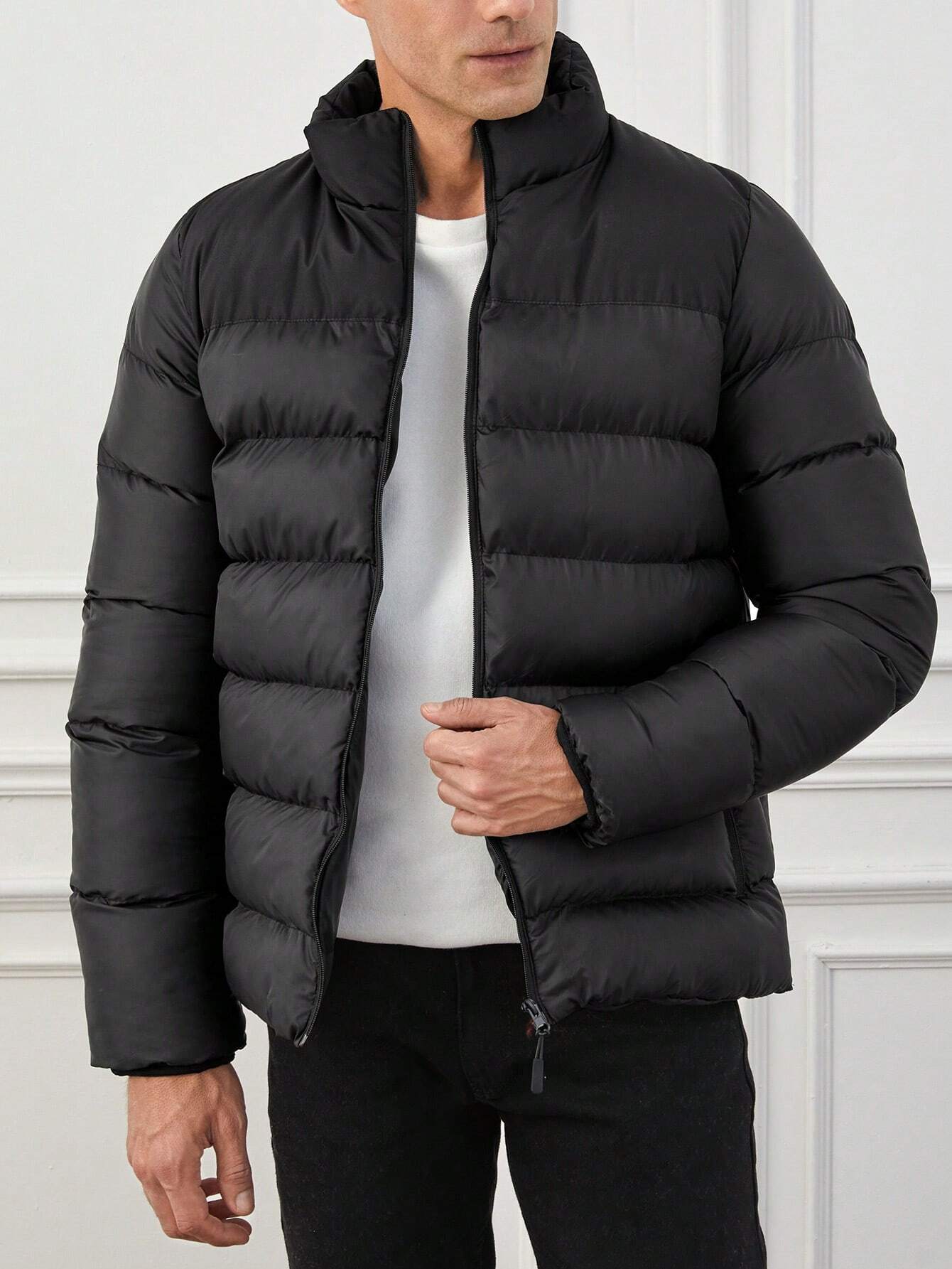 ModeGeist | Gepolsterte Jacke mit Hohem Kragen Reißverschluss Warm und Leichtgewicht