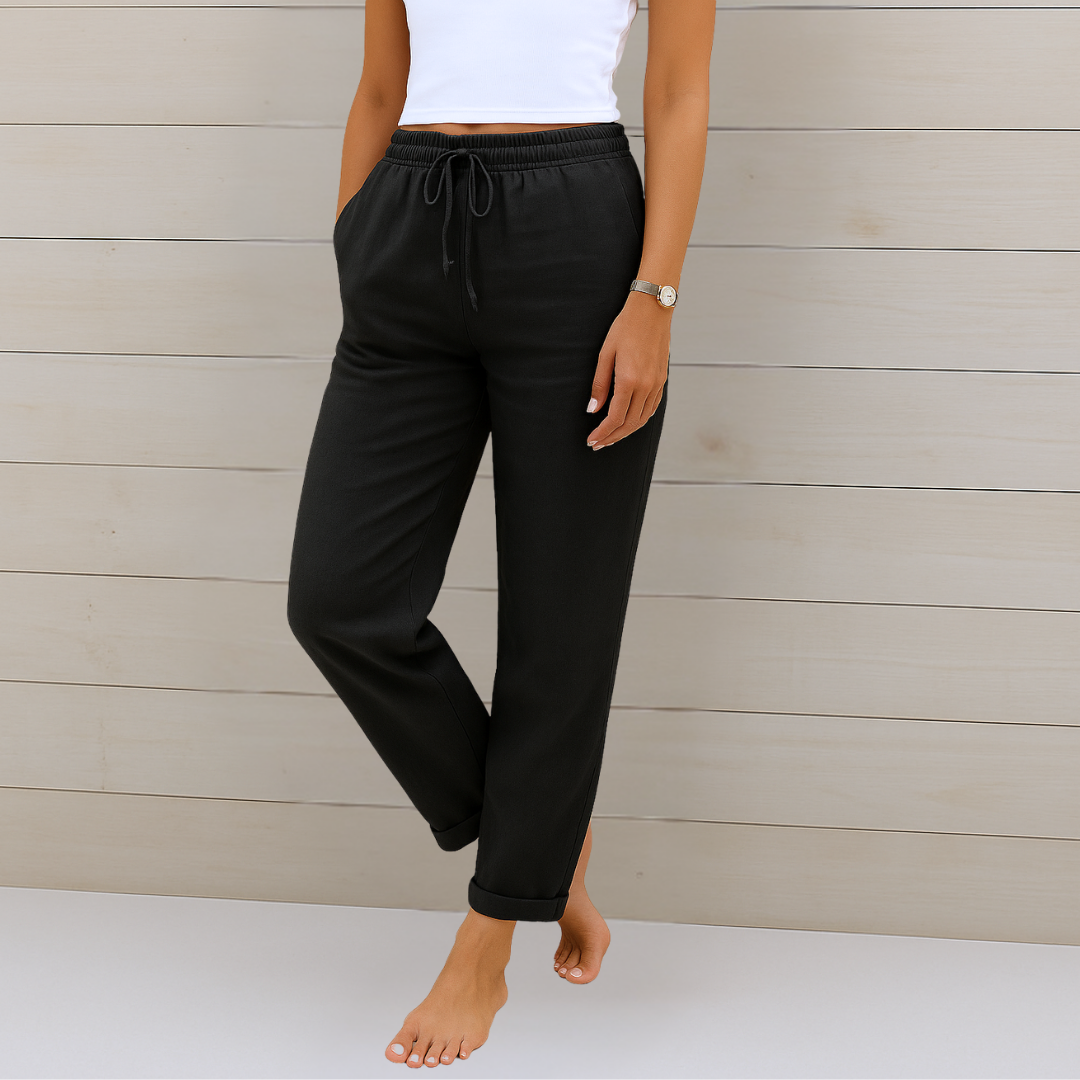 MODEGEIST Damen Hose Atmungsaktiv Elastikbund Relaxed-Fit