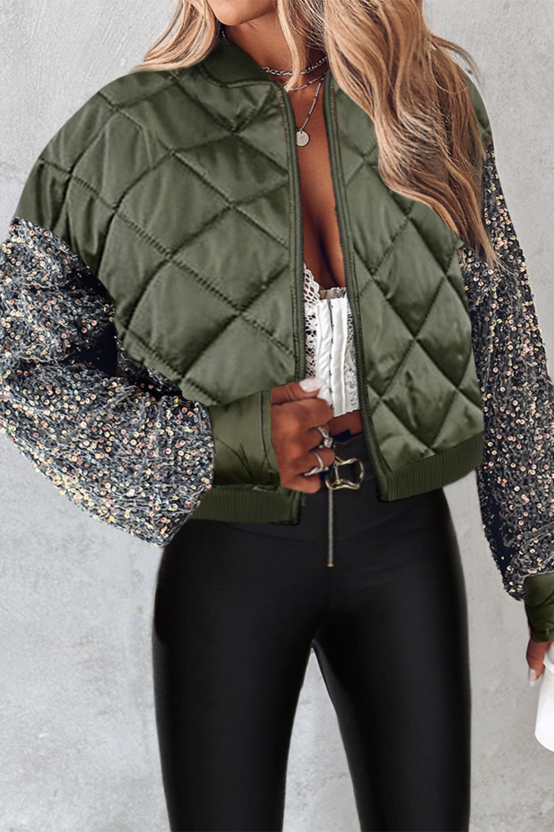 ModeGeist | Kurze gesteppte Jacke mit Pailletten für Frauen