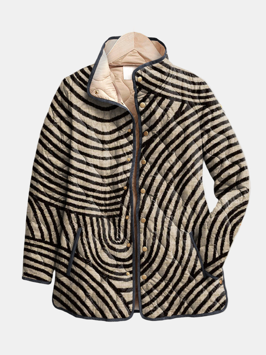 MODEGEIST Damen Steppjacke Retro Kreismuster Leicht Wattiert
