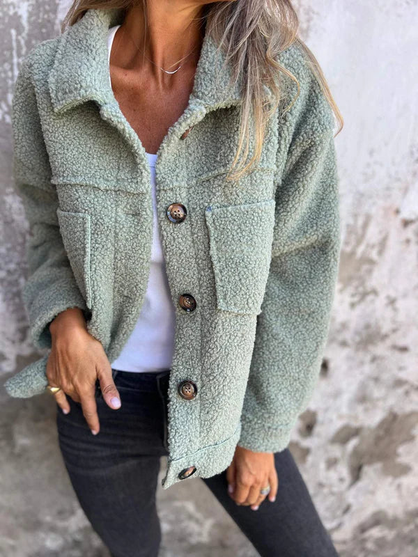 MODEGEIST Damen Kurze Jacke Reverskragen Taillierte Passform Elegant