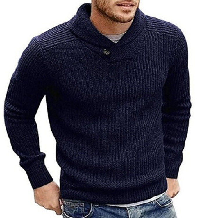 Herren Strickpullover mit Schalkragen und Knopfdetail ModeGeist