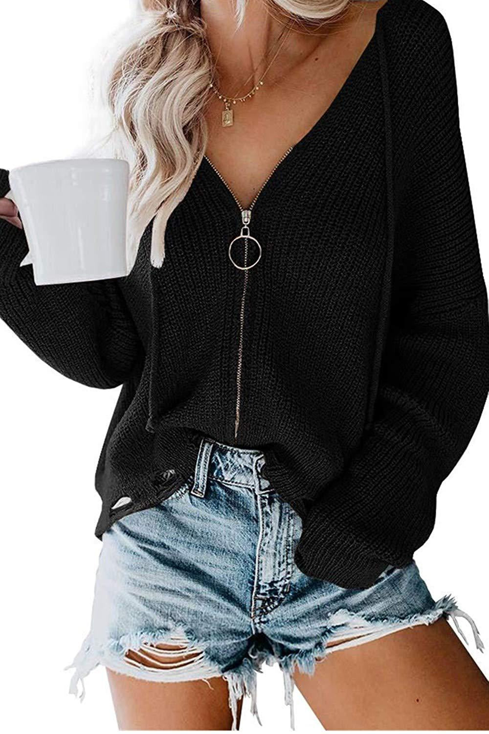 Damen Lässiger Pullover mit modernem Reißverschluss und weitem Schnitt ModeGeist