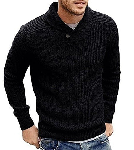 Herren Grobstrick Rollkragenpullover mit Knopfdetails ModeGeist