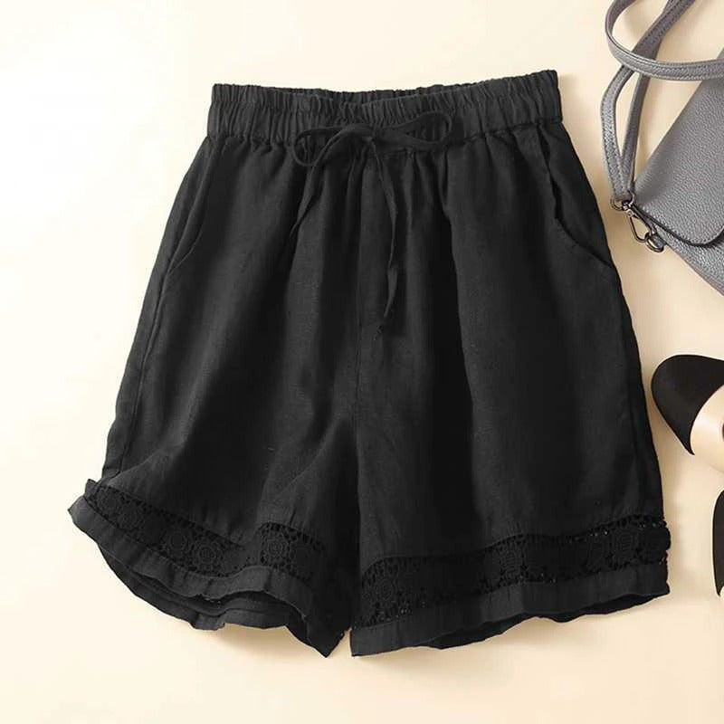 MODEGEIST Damen Shorts Blumenmuster Elastikbund Sommer