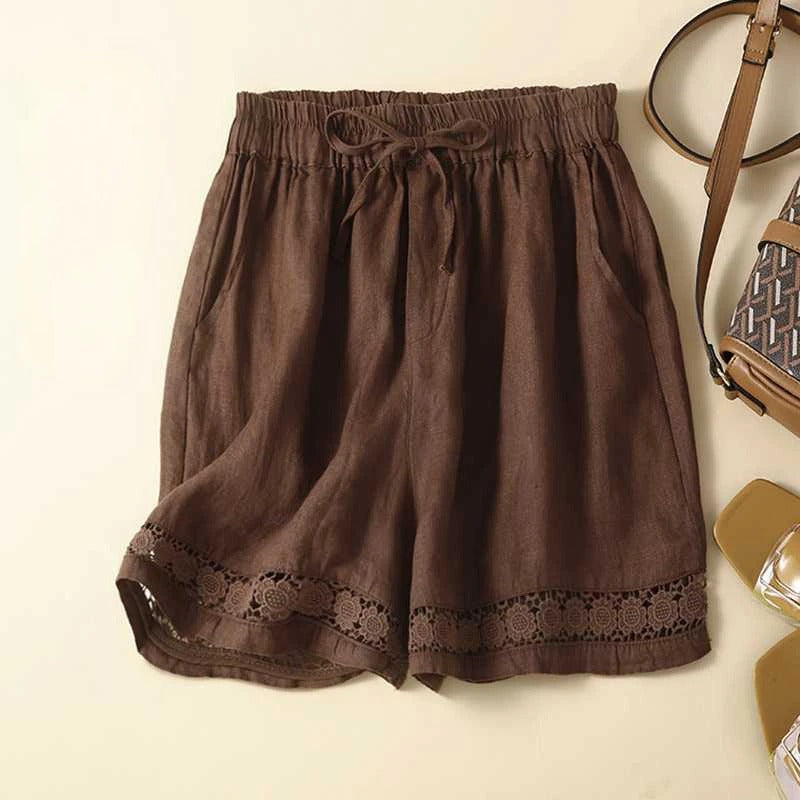 MODEGEIST Damen Shorts Blumenmuster Elastikbund Sommer