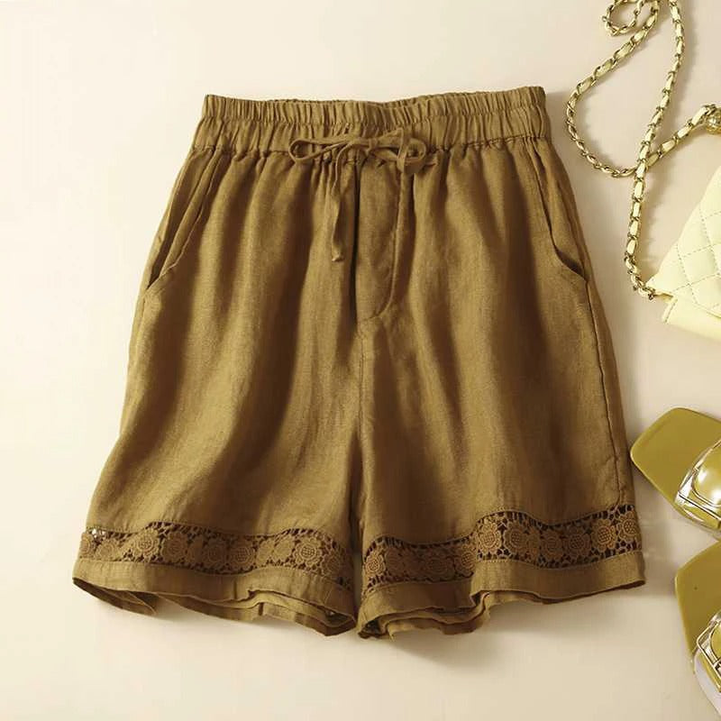MODEGEIST Damen Shorts Blumenmuster Elastikbund Sommer
