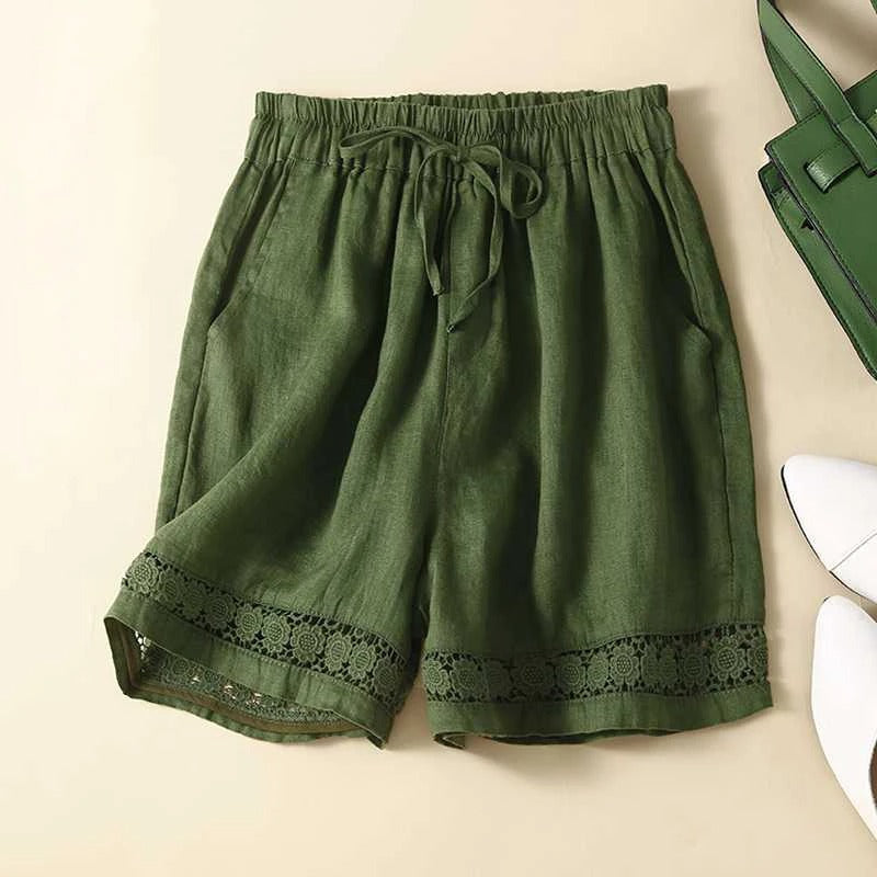 MODEGEIST Damen Shorts Blumenmuster Elastikbund Sommer