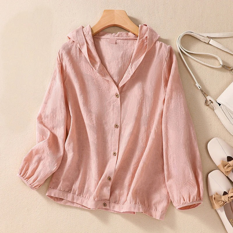 MODEGEIST Damen Hoodie-Shirt entspannt weich Kapuze lässig Sommer