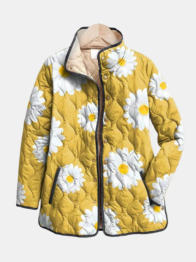 MODEGEIST Damen Jacke Gänseblümchen-Print Wattiert