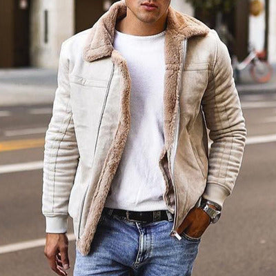 Herren Lässige Lammfelljacke im modernen Pilotenstil ModeGeist