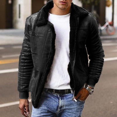 Herren Lässige Lammfelljacke im modernen Pilotenstil ModeGeist