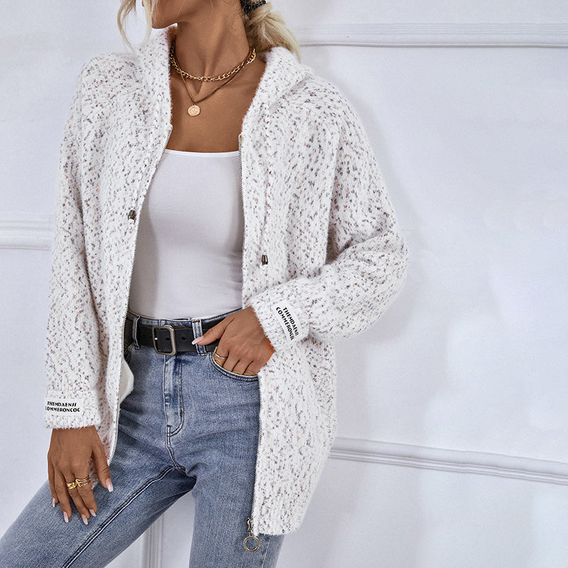 ModeGeist | Gestrickter Strickjacke mit Kapuze
