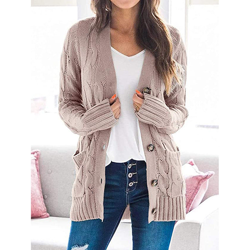 Damen Langarm-Strickjacke mit verspieltem Zopfmuster ModeGeist