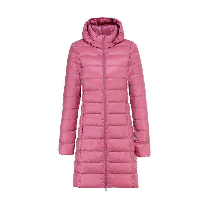 ModeGeist | Lange Leicht Gepolsterte Jacke mit Abnehmbarem Kapuze für Frauen Ideal für Den Winter