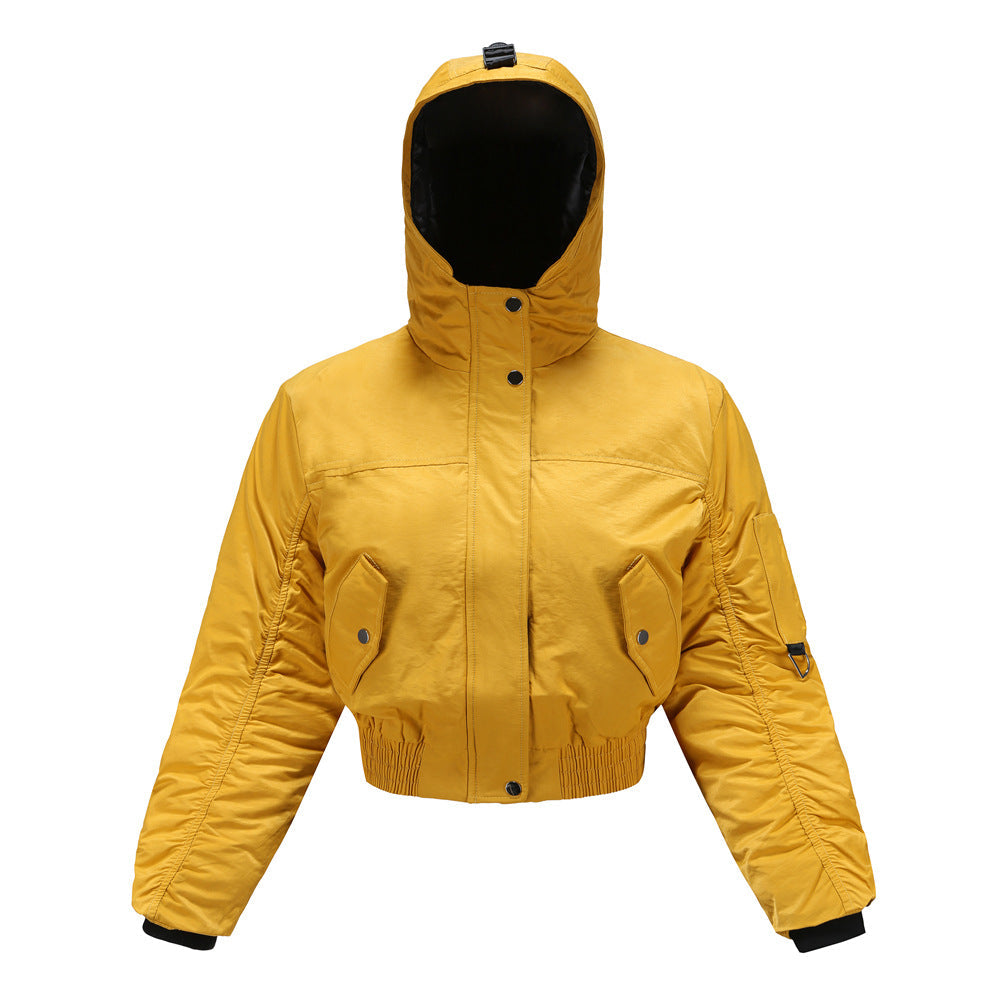 Damen cropped Outdoor-Jacke mit verstellbarem Kapuzenkragen und elastischen Bündchen ModeGeist