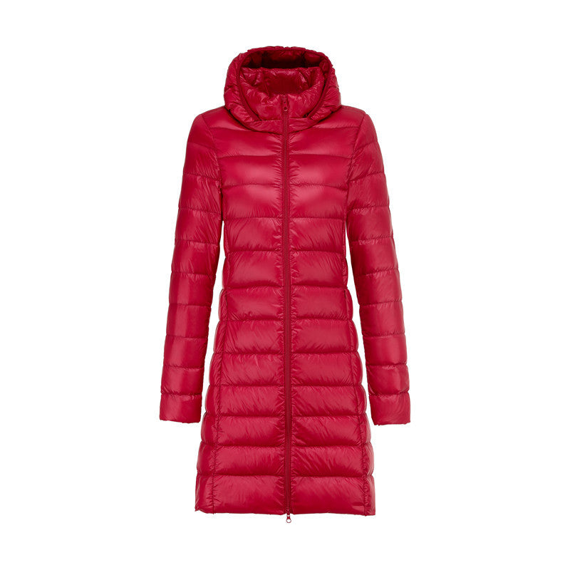 ModeGeist | Lange Leicht Gepolsterte Jacke mit Abnehmbarem Kapuze für Frauen Ideal für Den Winter