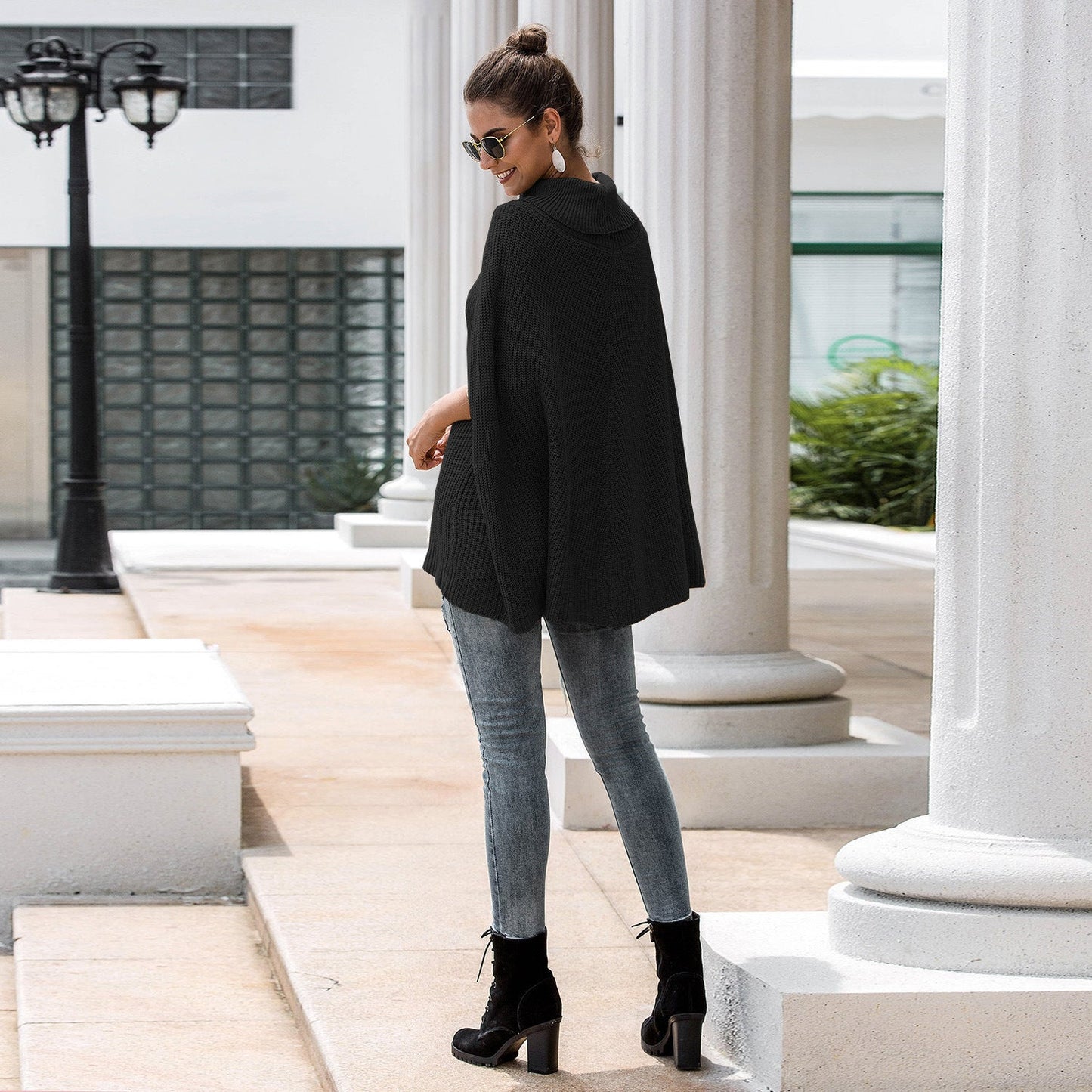 Damen Cape-Pullover mit strukturiertem Design und weitem Schnitt ModeGeist