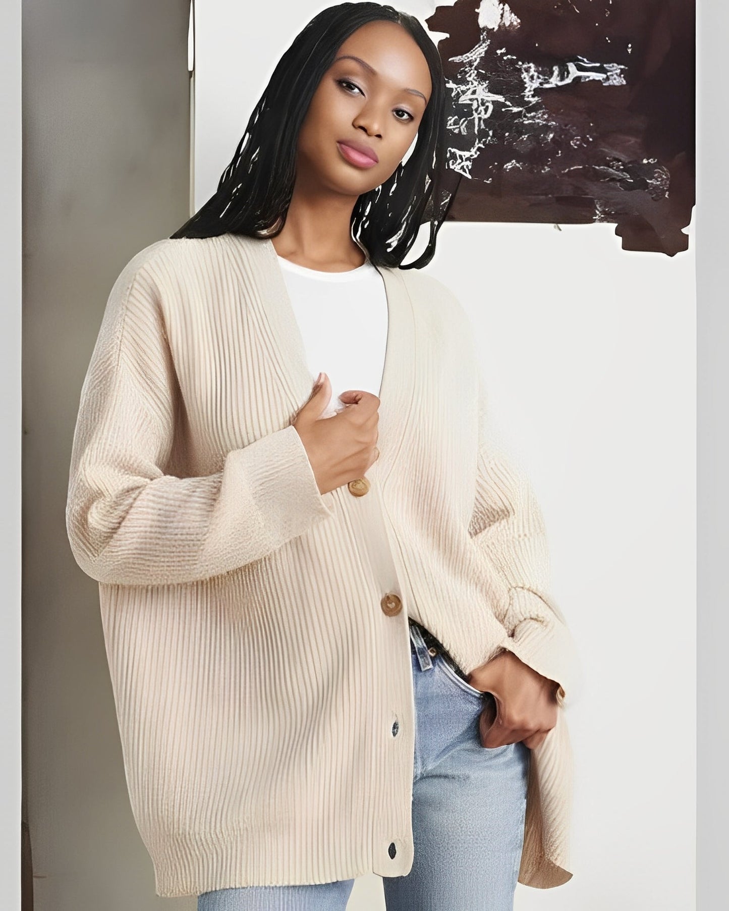 ModeGeist | Lässiger Oversize Strickcardigan aus Kaschmir für Damen
