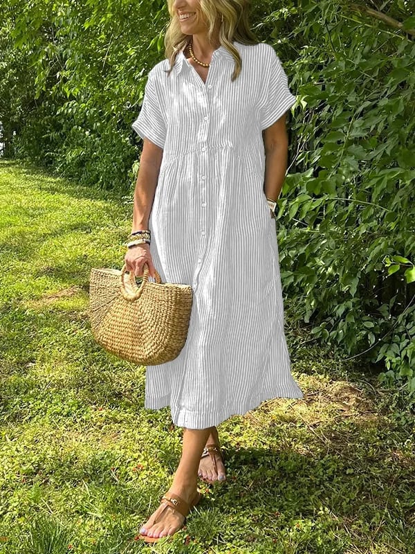 MODEGEIST Damen Bluse Gestreift Langarm Klassische Passform