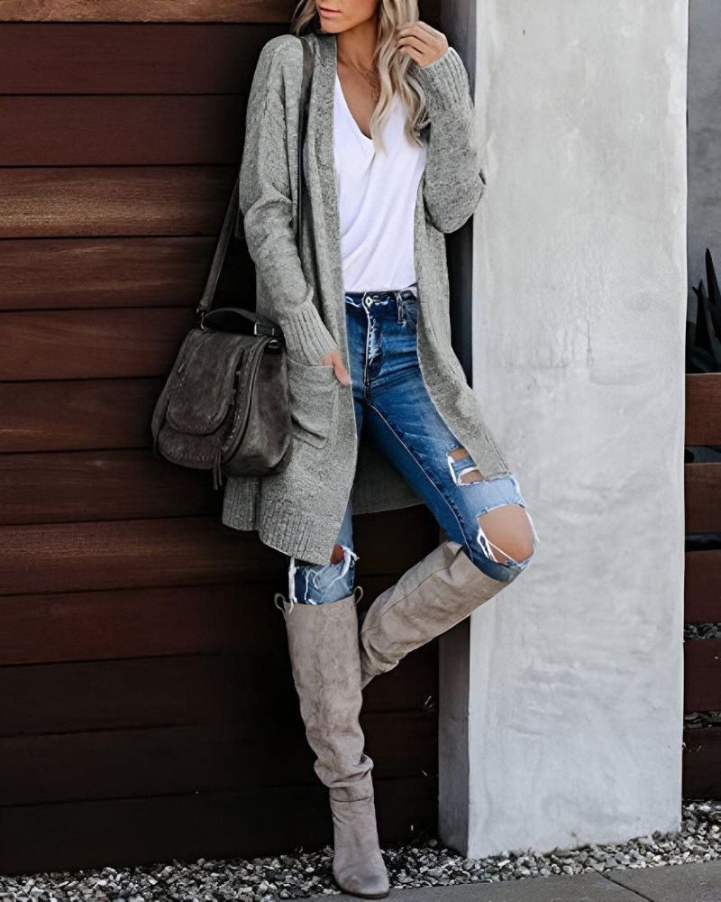 ModeGeist | Lässiger Strick-Cardigan mit Taschen