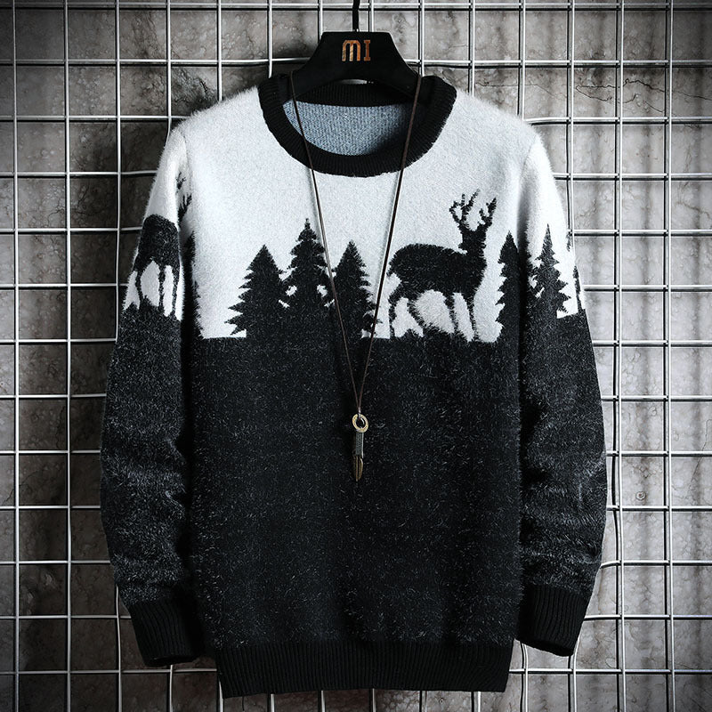 Herren Kuscheliger Winterpullover mit Tiermotiven ModeGeist