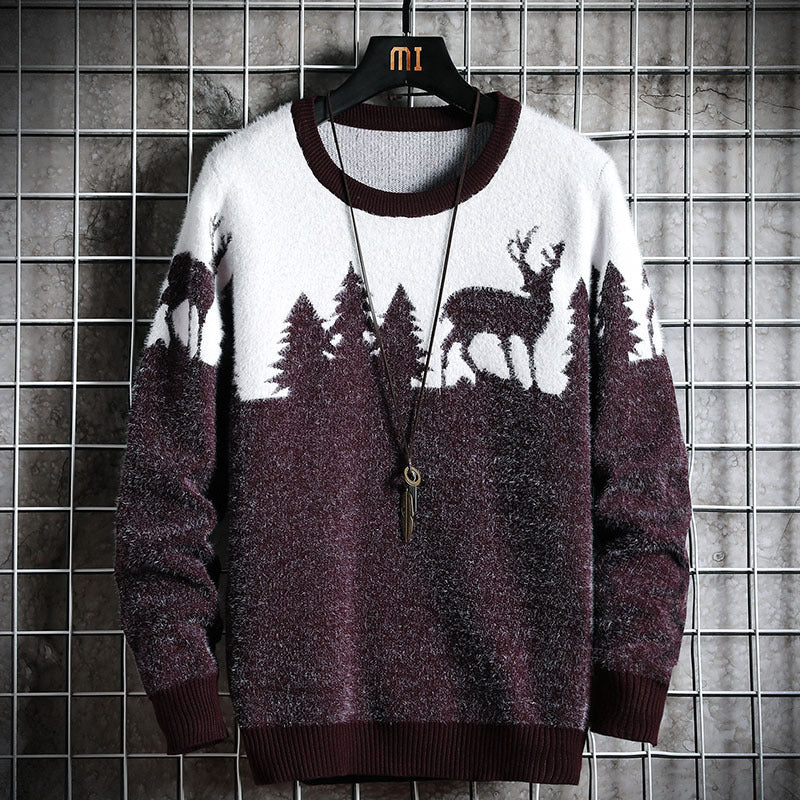 Herren Kuscheliger Winterpullover mit Tiermotiven ModeGeist