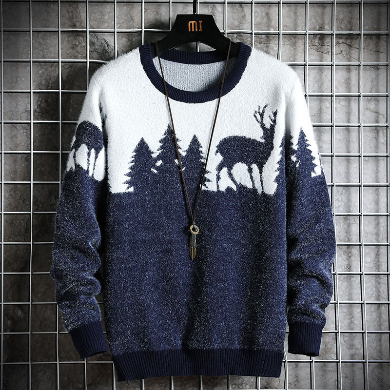 Herren Kuscheliger Winterpullover mit Tiermotiven ModeGeist