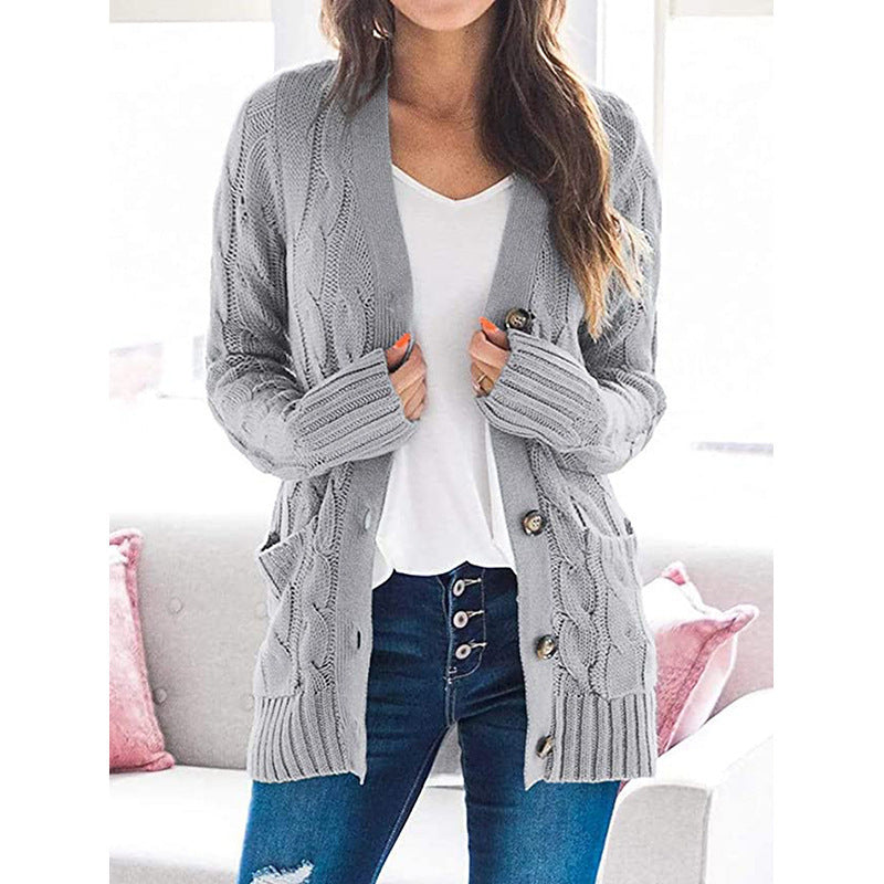 Damen Grobstrick-Cardigan mit aufwendigem Zopfmuster und praktischen Taschen ModeGeist