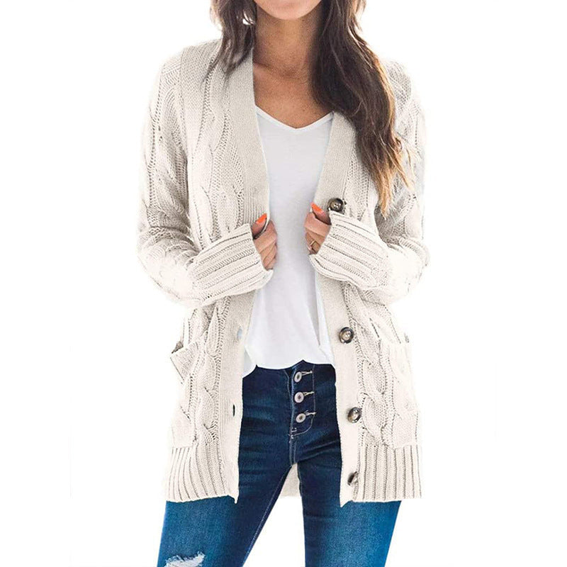 Damen Grobstrick-Cardigan mit aufwendigem Zopfmuster und praktischen Taschen ModeGeist