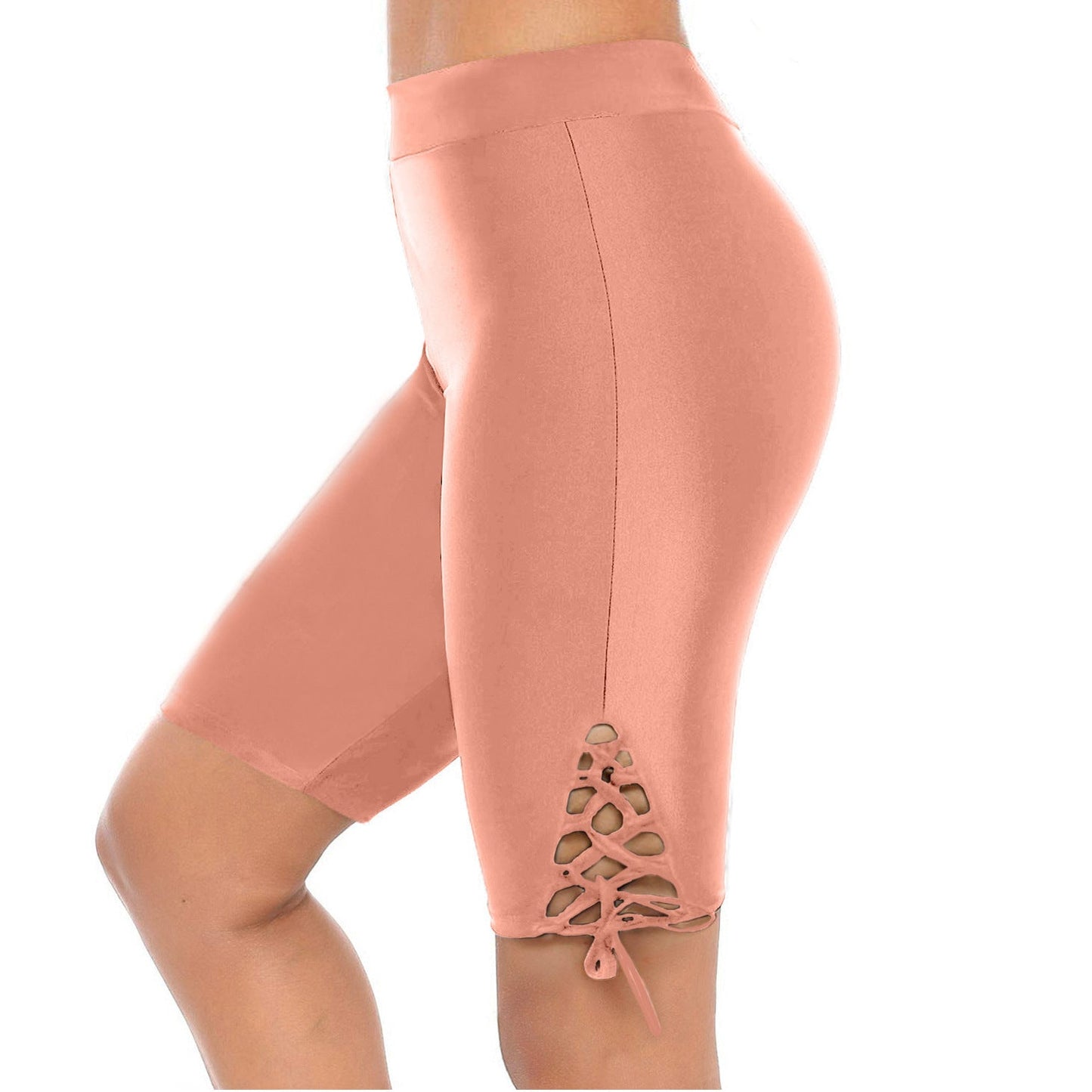 Damen Sportliche Radlerhose mit dekorativen Schnürdetails ModeGeist