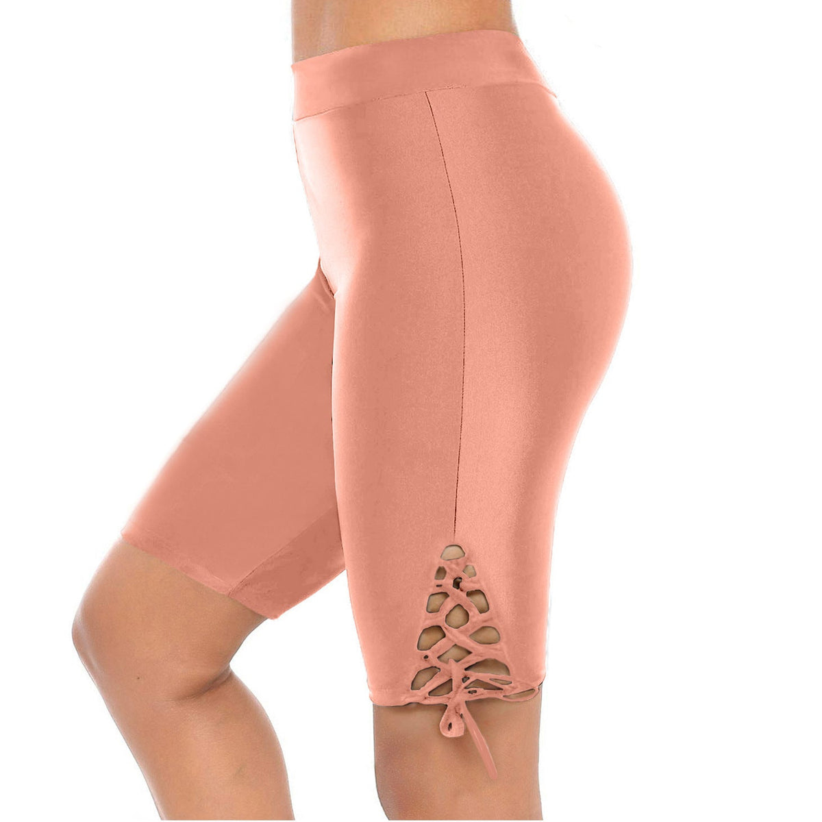 Damen Sportliche Radlerhose mit dekorativen Schnürdetails ModeGeist