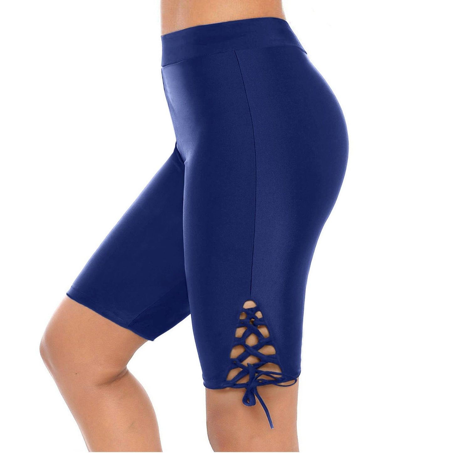Damen Sportliche Radlerhose mit dekorativen Schnürdetails ModeGeist