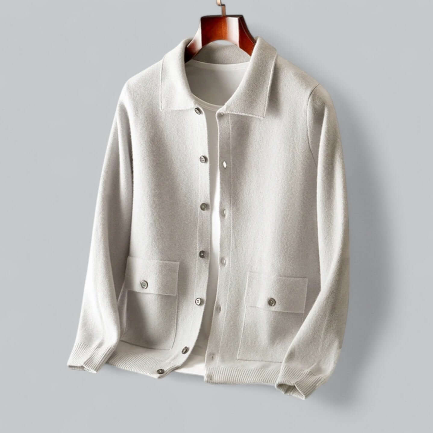 ModeGeist | Herren Kaschmir-Mischung Cardigan Jacke