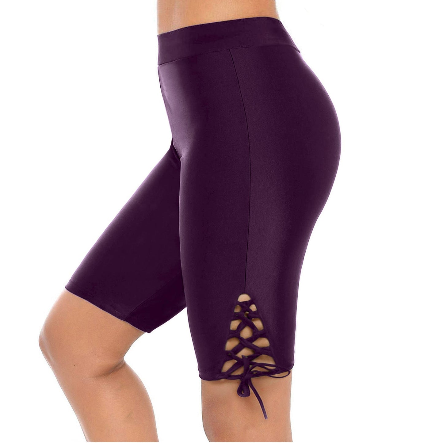 Damen Sportliche Radlerhose mit dekorativen Schnürdetails ModeGeist