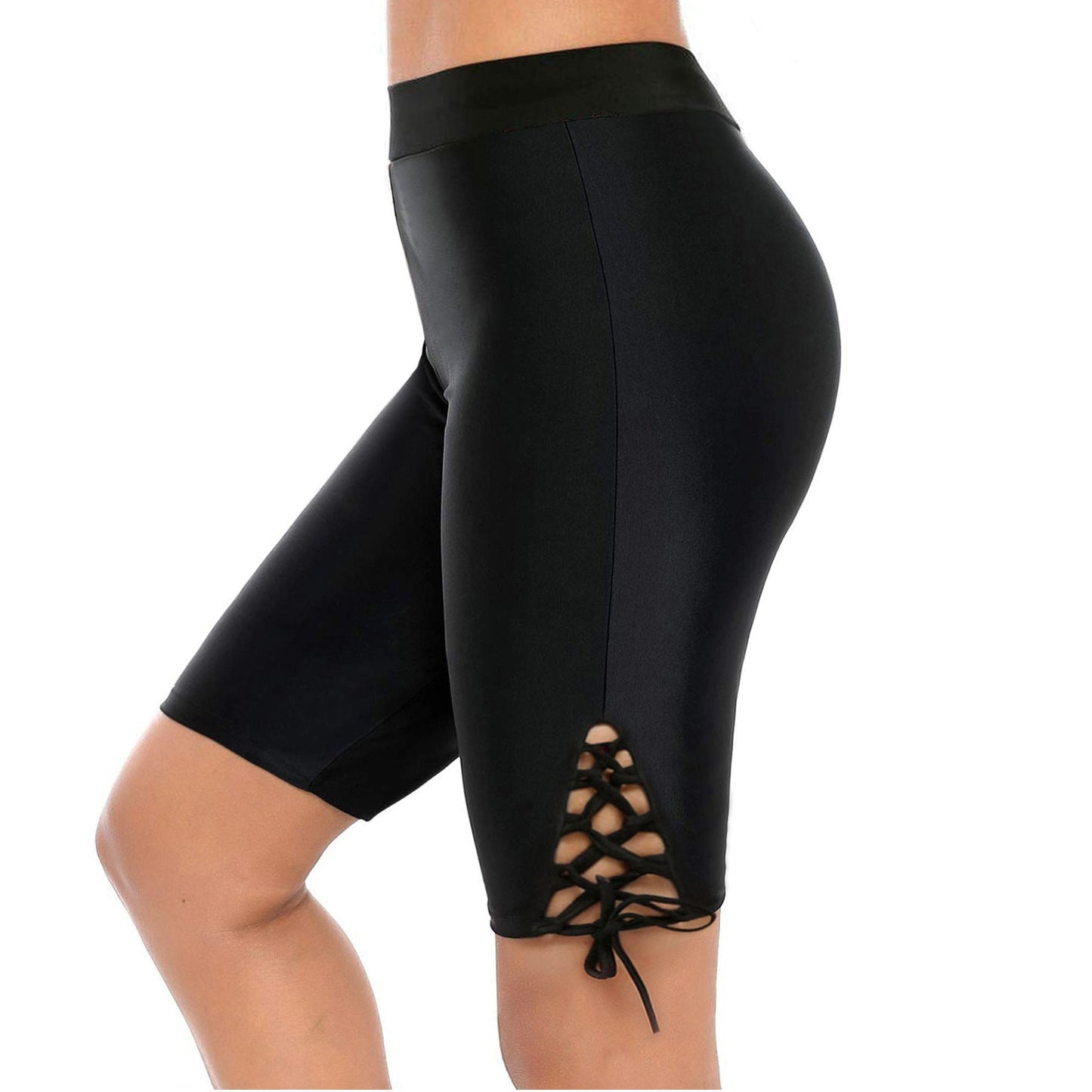 Damen Sportliche Radlerhose mit dekorativen Schnürdetails ModeGeist