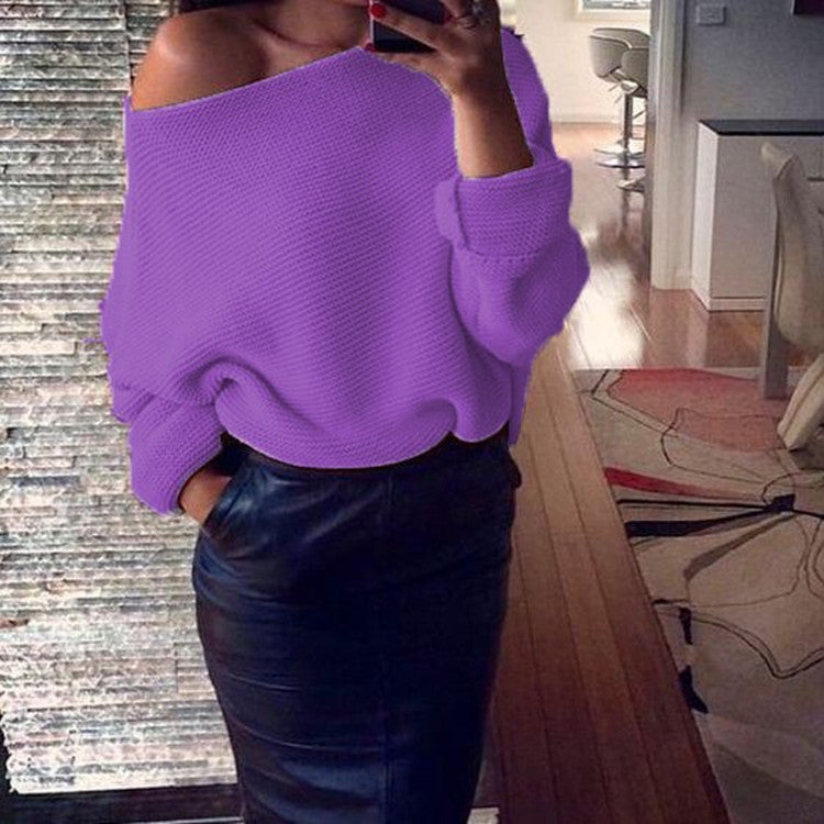Damen lässiger Pullover mit weitem Schnitt und offener Schulter ModeGeist