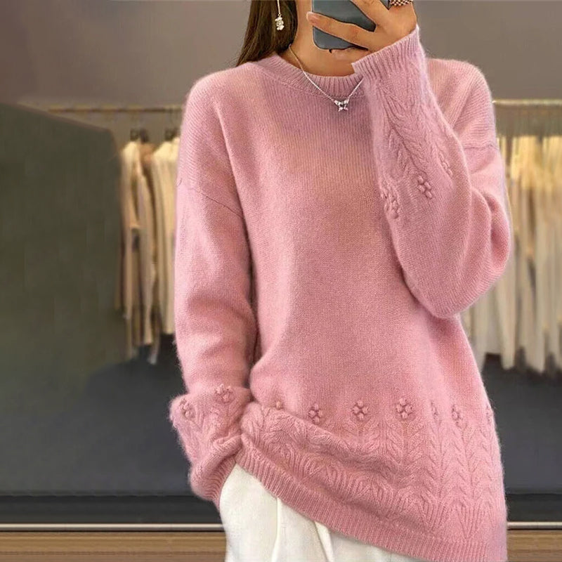 ModeGeist | Strickbluse mit Musterdetails Wolle Komfortabel und Elegant