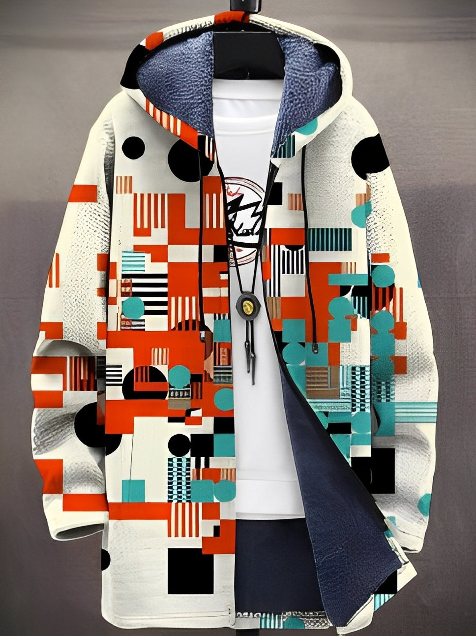 ModeGeist | Stilvolle bedruckte Jacke mit Kapuze für Männer