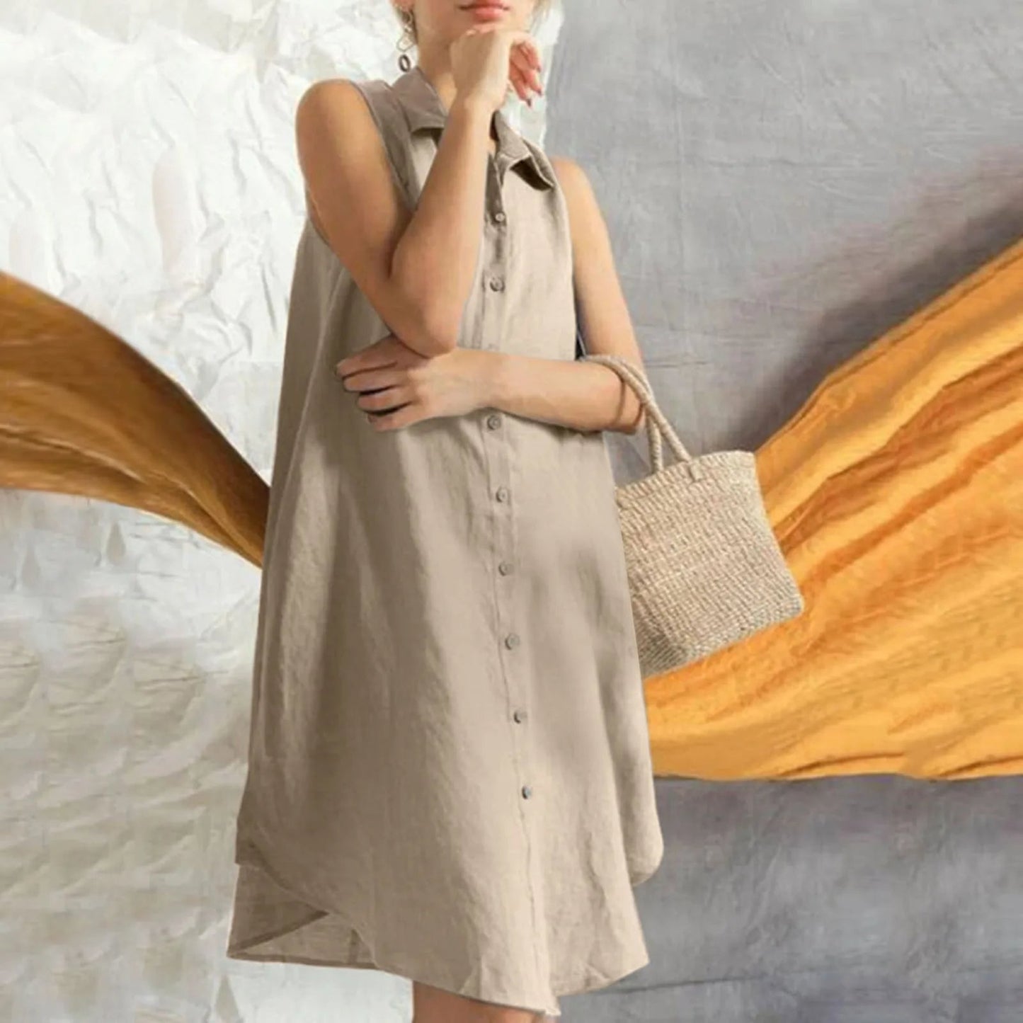 Kleid Larisa - ärmelloses Hemdkleid