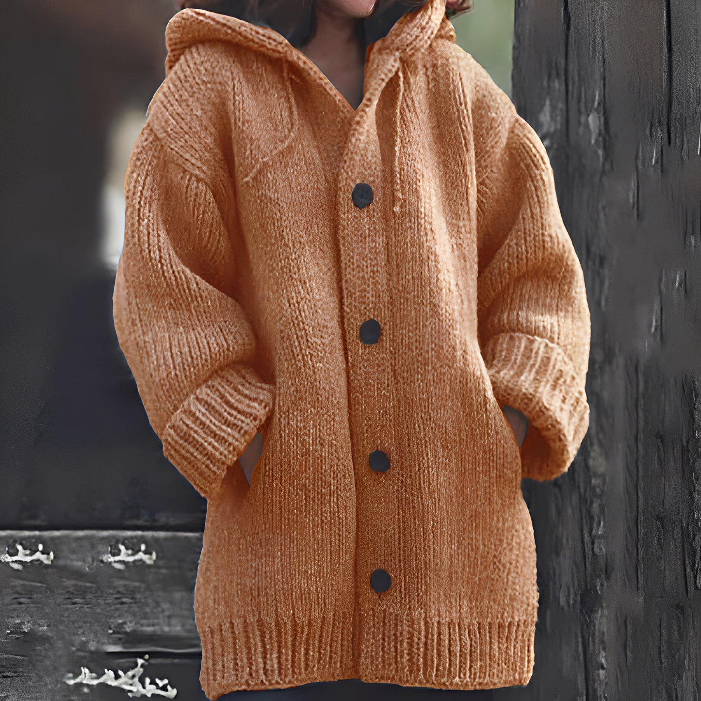 ModeGeist | Bequemer Strickcardigan mit Kapuze für Frauen